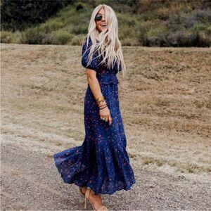 NWT Urban Outfitters Uma Eyelet Ruffle Maxi Dress sz 12